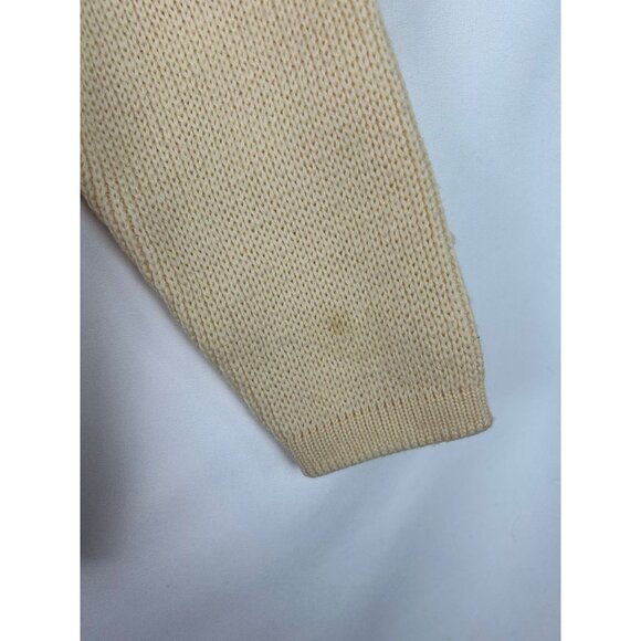 VTG Obermeyer Womens Beige 100% Wool Cardigan Sweater With Scalloped Trim Small - Picture 11 of 12